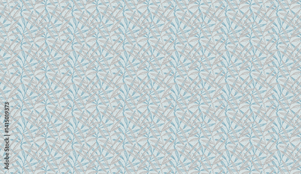 Delicate botanical seamless pattern with beige and teal leaves on a light blue background, creating an elegant and natural design Delicate botanical seamless pattern with beige and teal leaves on a light blue background, creating an elegant and natural design