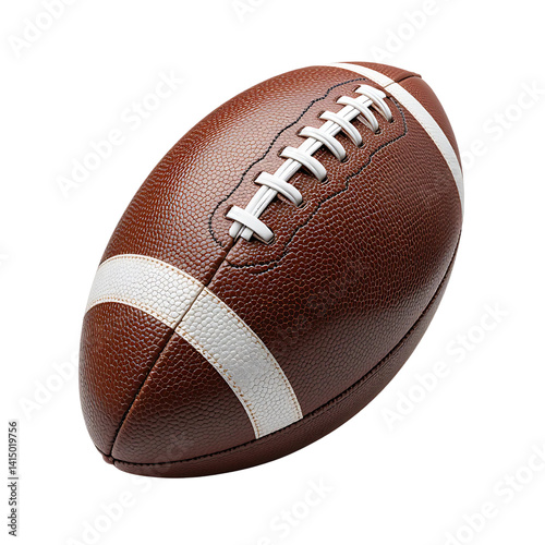 Brown leather american football ball isolated on white for the sport