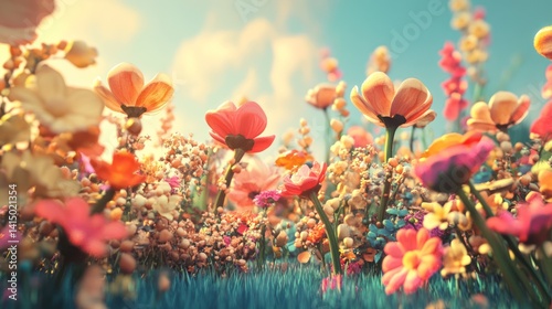 Digital Garden Full of 3D Flowers