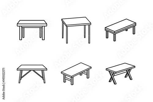 rectangular table line art vector illustration