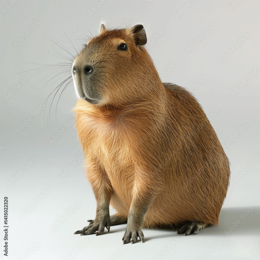 Fototapeta premium Capybara sitting gracefully on a smooth surface, showcasing its unique features and soft fur