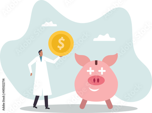 Health saving account, HSA, financial plan saving for medical expense or medicare cost and benefits .character for design.
