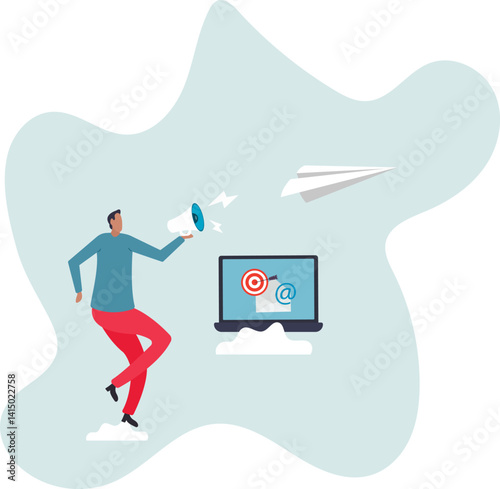 Email marketing, subscribe newsletter or sending online promotion to drive customer to website, communication and advertise .character for design.