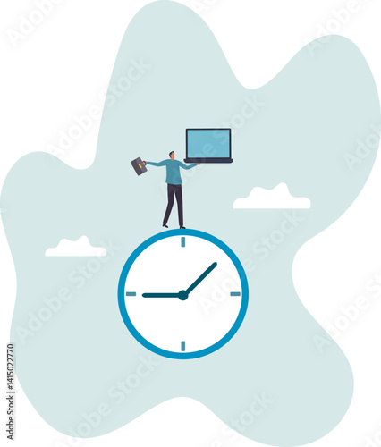 After hours worker, working late overtime or career that work in different time.character for design.