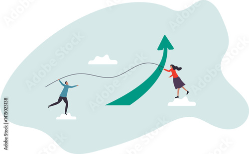 Teamwork and collaboration colleagues, togetherness and support each other to achieve business goal .character for design.
