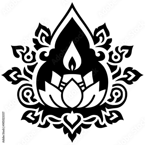 Silhouette of Waisak celebration ornaments