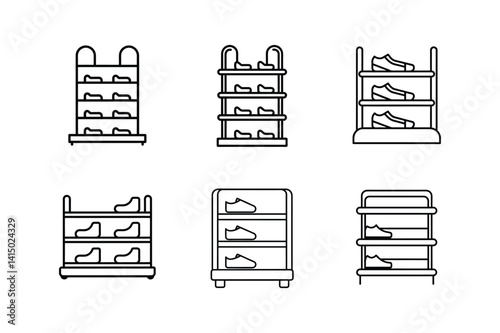 shoe rack line art vector illustration