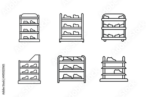 shoe rack icon line art vector illustration