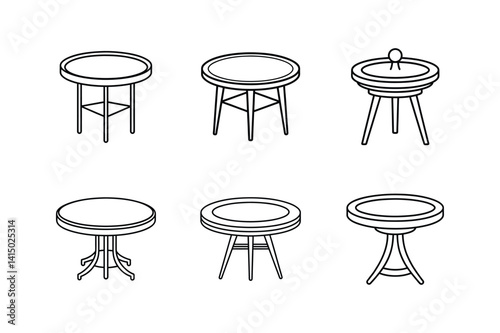 round table icon line art vector illustration