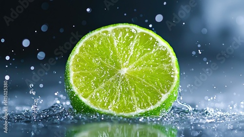 Vibrant green lime closeup fresh juicy citrus fruit food photography