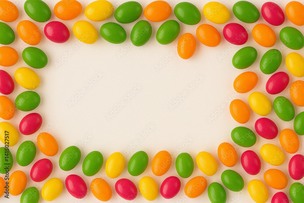 Colorful Candy Frame on Isolated White Background Colorful Candy Frame on Isolated White Background