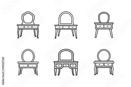 vanity table icon line art vector illustration