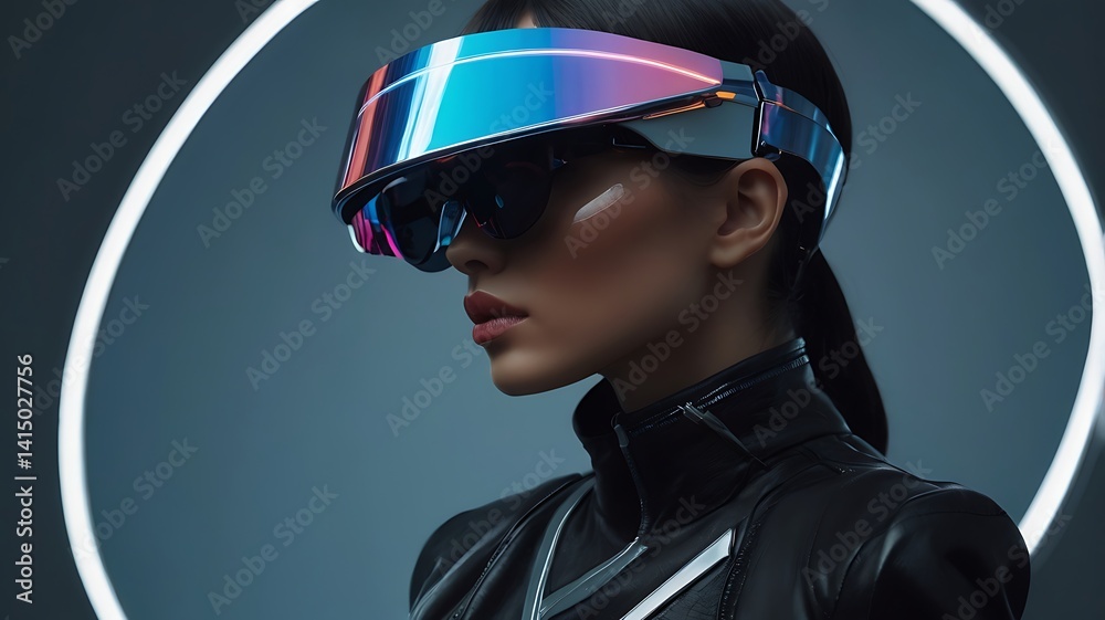 A futuristic visor-style cap with holographic panels and neon-lit edges, cyberpunk aesthetic A futuristic visor-style cap with holographic panels and neon-lit edges, cyberpunk aesthetic