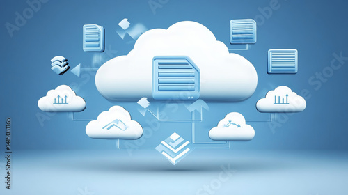 Cloud data management system virtual environment digital graphic technology concept modern viewpoint
