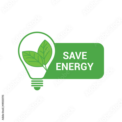 save energy logo design concept green light bulb with leaves