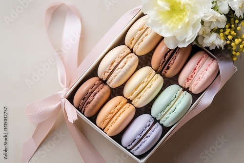 Macarons in a gift box.