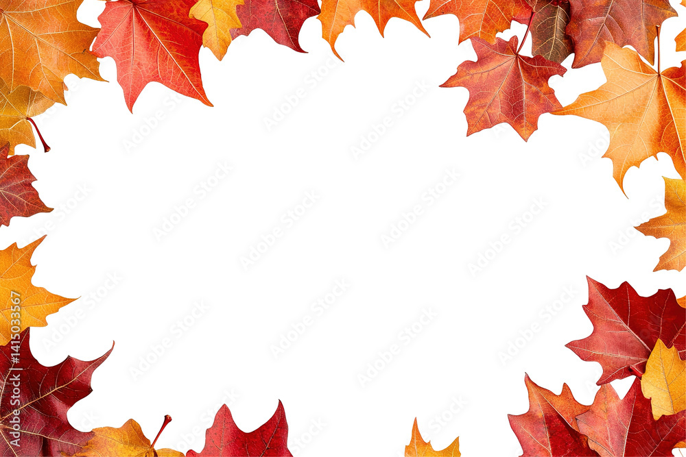 Autumn border. Red, orange, and yellow leaves frame a black void. Seasonal colors evoke crispness and change. Warm, nature-inspired Autumn border. Red, orange, and yellow leaves frame a black void. Seasonal colors evoke crispness and change. Warm, nature-inspired