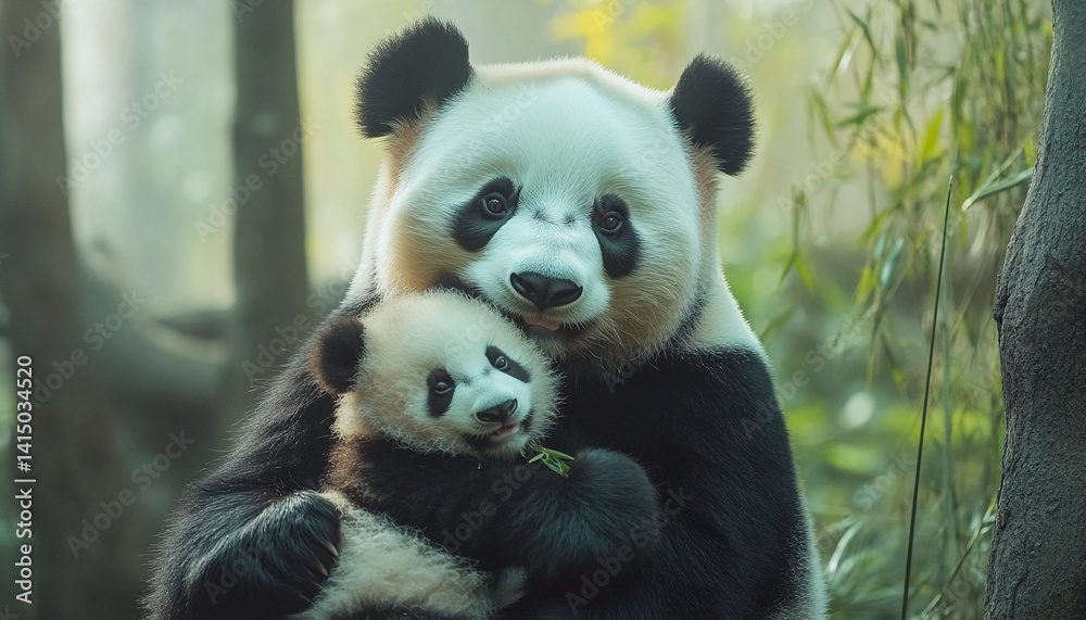 Fototapeta premium An Up Close Look at a Giant Panda Bear 