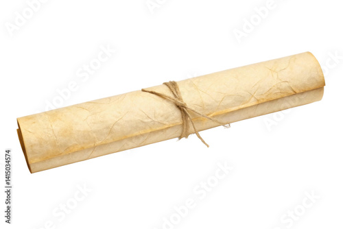 PNG Rolled vintage parchment scroll tied with twine