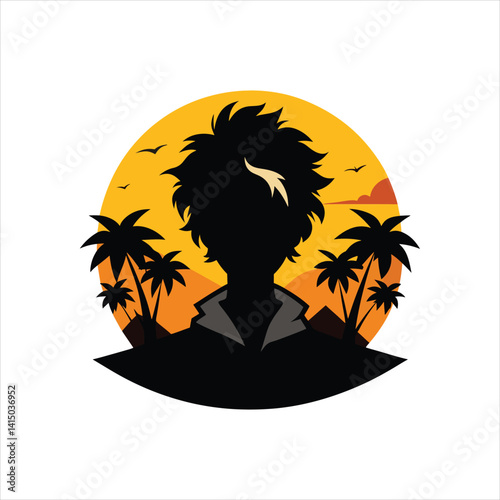 Moon Gaze Silhouette Tropical Night Vector