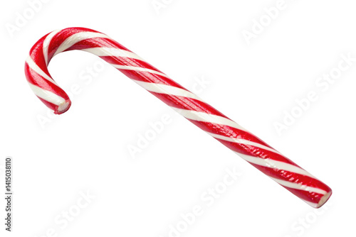 PNG Classic red and white striped candy cane with a curved top