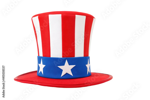 PNG Classic patriotic red and white striped hat with blue band and stars