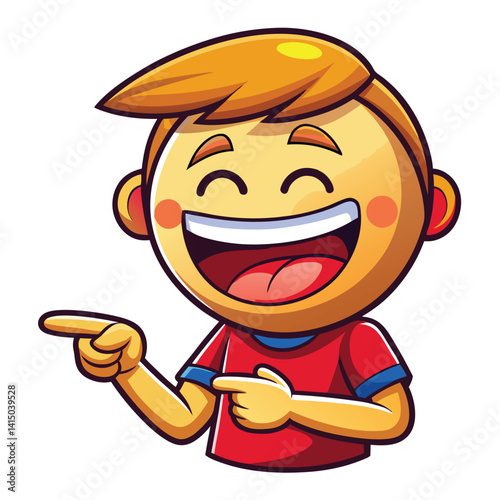Happy boy pointing