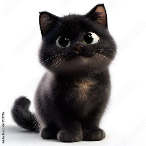 3d cat cartoon, on a clean white background, studio photo style, clear and crisp