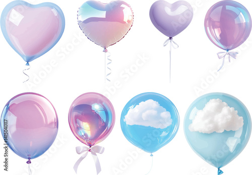 Pastel Heart and Cloud Balloons