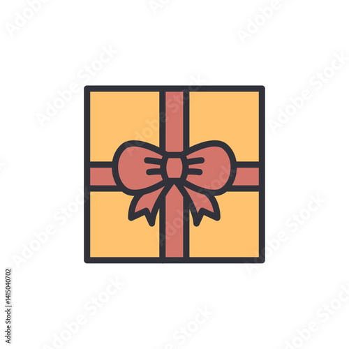 Giftbox colored icons, minimalist vector illustration ,simple transparent graphic element .Isolated on white background