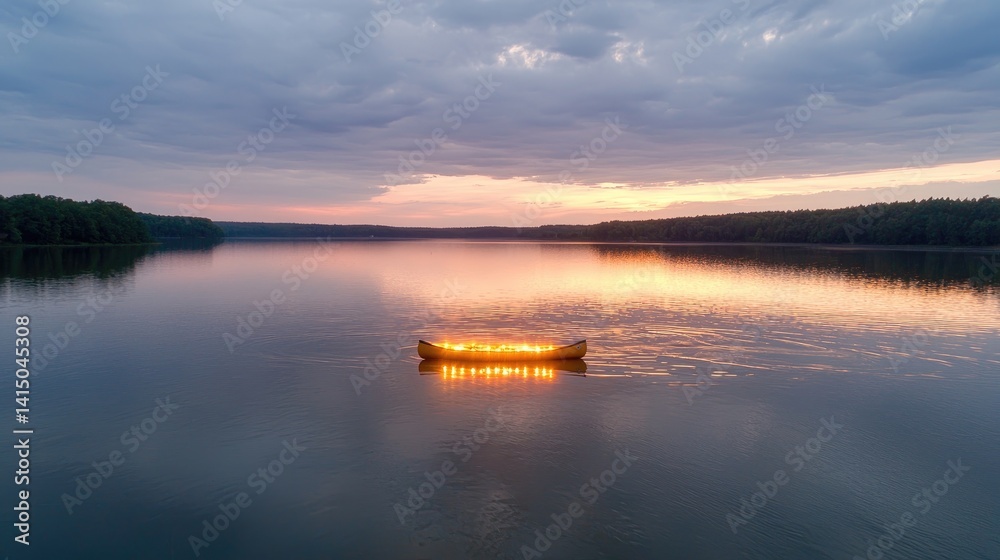 Fototapeta premium Tranquil sunset lake reflection peaceful nature landscape photography