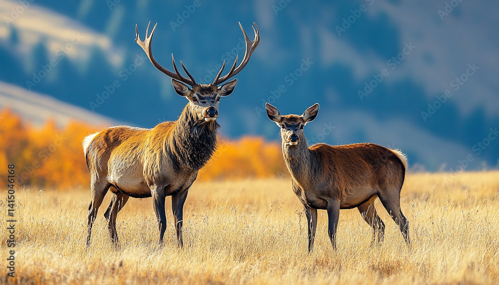Obraz premium Deer in the Forest – Peaceful Wildlife Scene in Nature