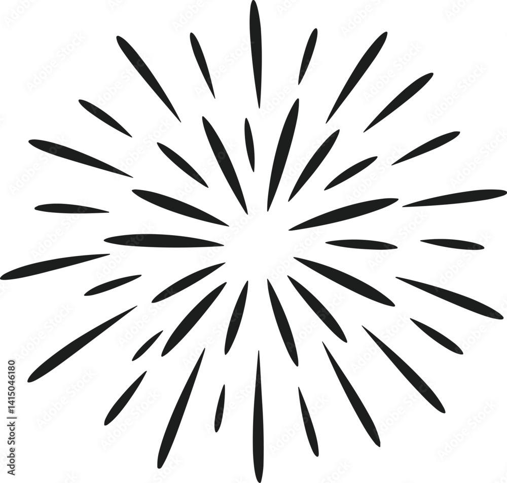 Fototapeta premium Minimal Firework Silhouette Vector – Festive Burst Line Art Design