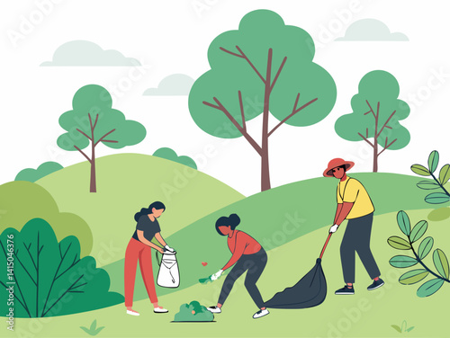 Celebrate World Environment Day – People are cleaning the nature.