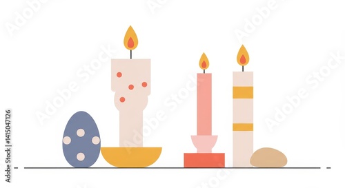 Obraz na płótnie Easter-themed candle set in minimalist vector art w salonie
