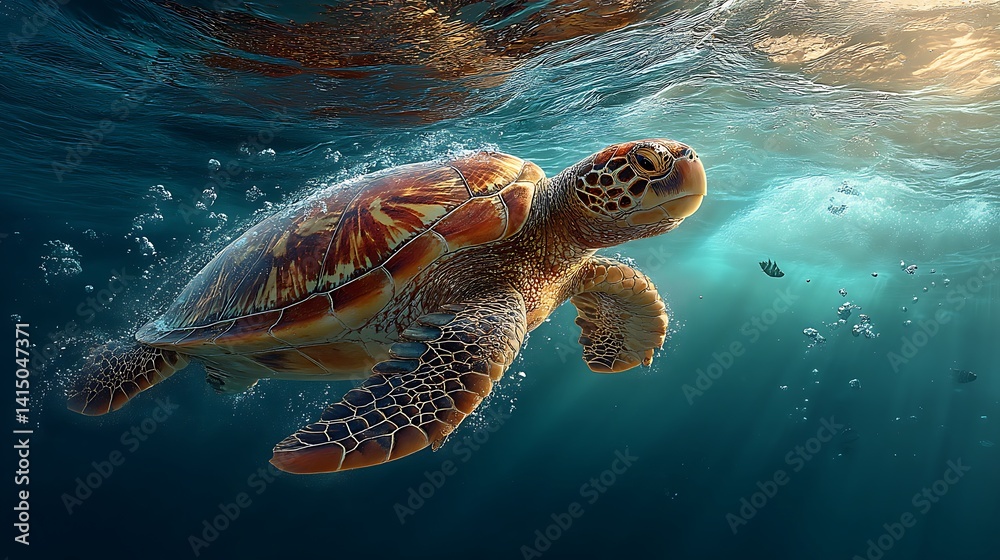 Obraz premium Sea Turtle Underwater