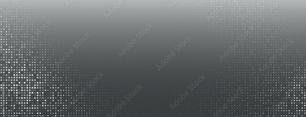 Fototapeta premium A gradient gray background with a dotted pattern. The gray background fades smoothly, creating a modern, textured look. Gradient patterned background vector. Gray background.