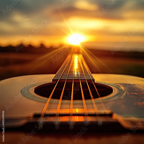 Acoustic guitar at sunset (1)