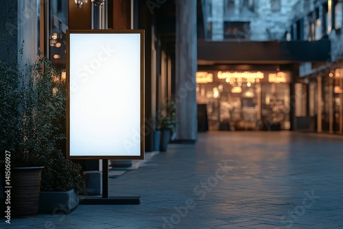 welcome signboard at the entrance of a shop or restaurant for showing menu and offers or store branding as blank clean signboard mockup - Generative AI