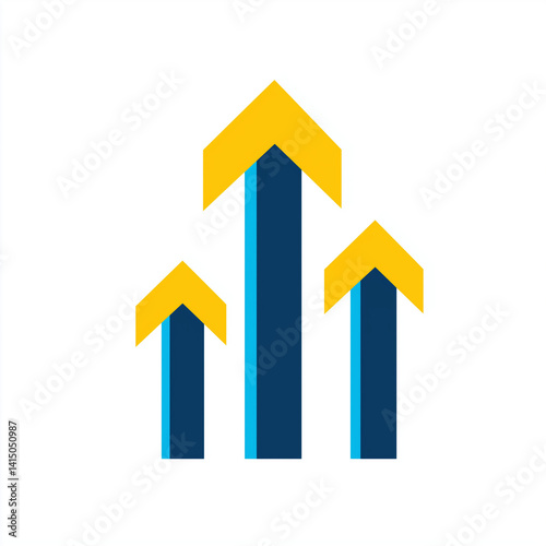 Três setas apontando para cima, representando crescimento, progresso, sucesso, direção positiva e evolução. Ideal para temas de negócios e metas
