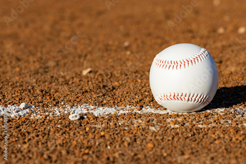 clean white Baseball on base line