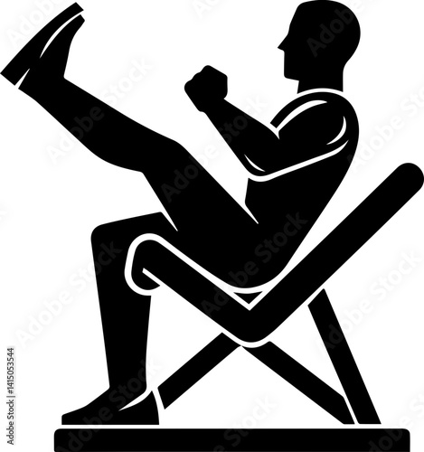 Silhouette of a Man Using Leg Press Machine – Gym Fitness Exercise Icon