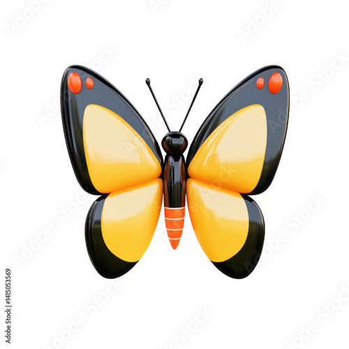 Butterfly displaying vivid colors in nature digital illustration. Isolated on transparent background, png.