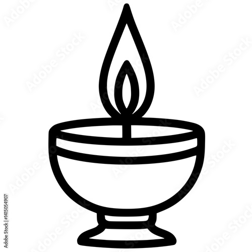 Silhouette of Waisak celebration candles simple one line art