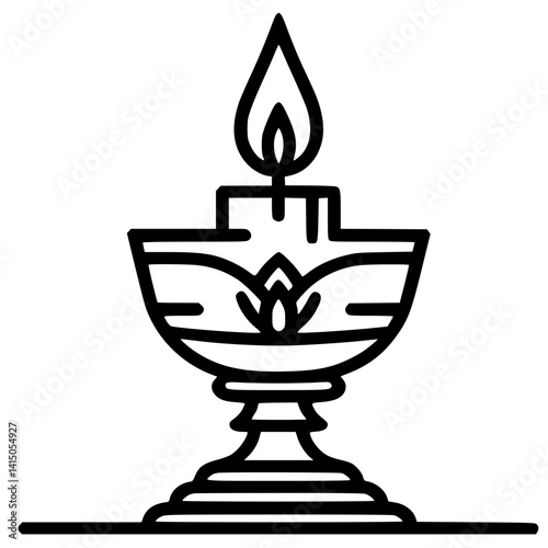 Silhouette of Waisak celebration candles simple one line art