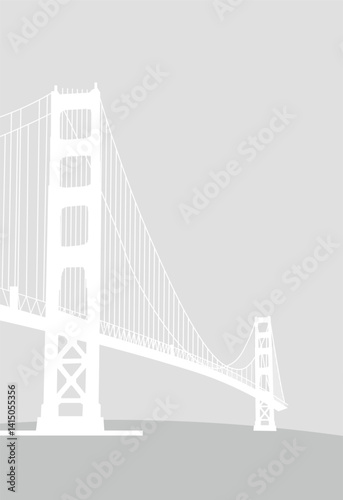 Golden Gate bridge outline vector illustration