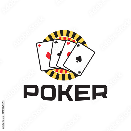 poker logo vector illustration, poker card casino logo template