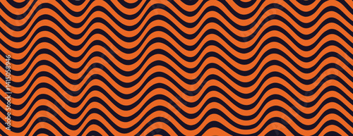 Tableau sur toile Wavy orange and black background with a retro style