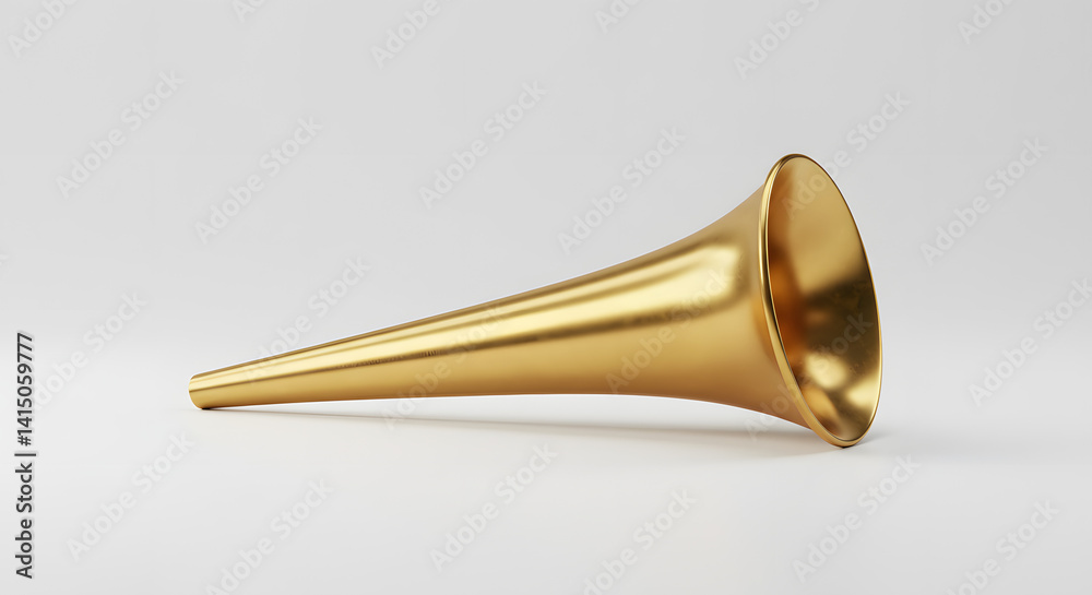 Obraz premium Golden Horn Instrument on White Background