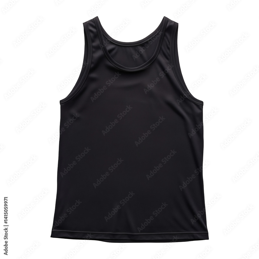 Plain black tank top mockup for versatile apparel design showcasing and branding purposes on transparent background Plain black tank top mockup for versatile apparel design showcasing and branding purposes on transparent background
